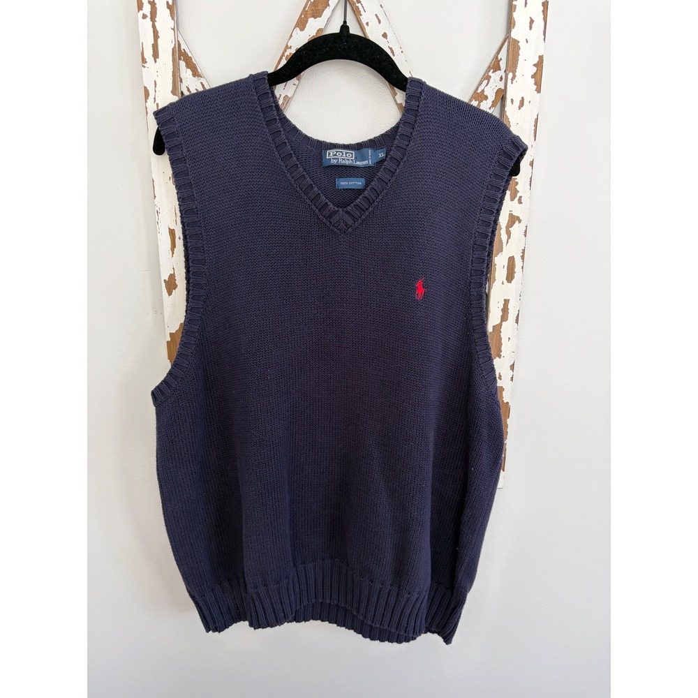 Polo Ralph Lauren Vtg Sweater Vest Men XL Blue